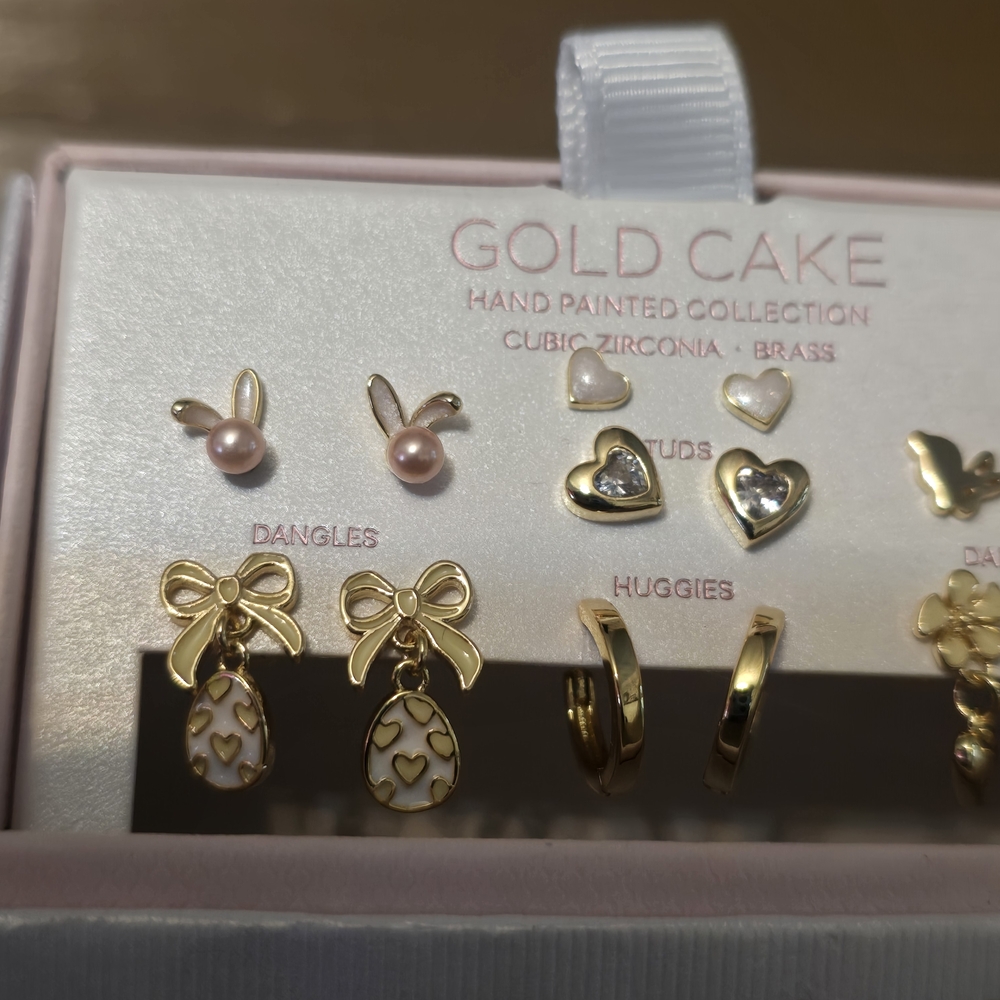 Gold Cake - Easter Gold and Pink Earring Set - Picture 4 of 4